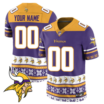 Custom Vikings 2024 Christmas Vapor Limited Jersey