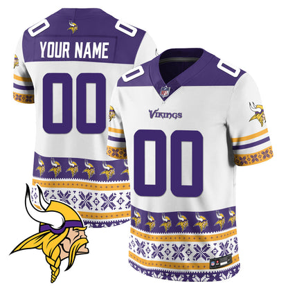 Custom Vikings 2024 Christmas Vapor Limited Jersey