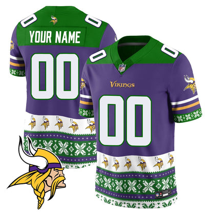 Custom Vikings 2024 Christmas Vapor Limited Jersey