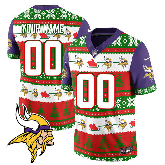 Custom Vikings 2024 Christmas Vapor Limited Jersey N1