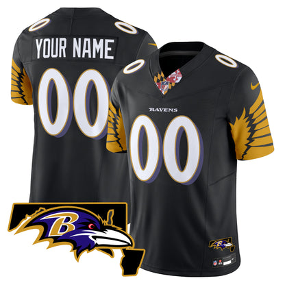 Ravens Maryland Patch Vapor Limited Custom Jersey V3 - All Stitched