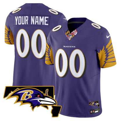 Ravens Maryland Patch Vapor Limited Custom Jersey V3 - All Stitched