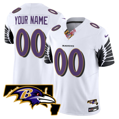 Ravens Maryland Patch Vapor Limited Custom Jersey V3 - All Stitched