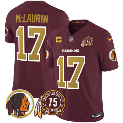 Washington Redskins 75th Patch Throwback Vapor Limited Jersey V2 - All Stitched