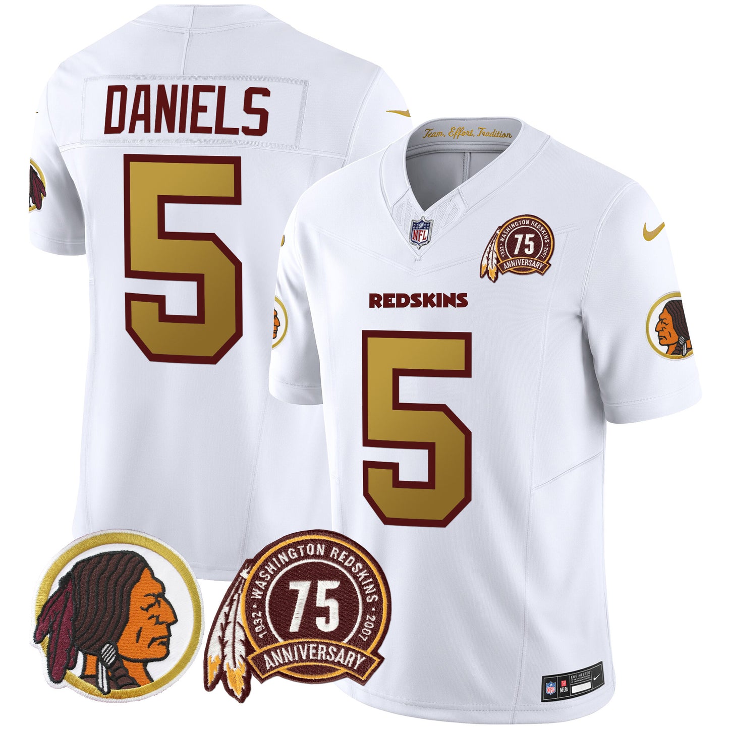 Washington Redskins 75th Patch Throwback Vapor Limited Jersey V2 - All Stitched