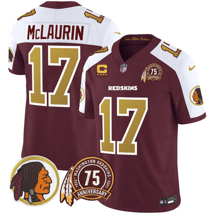 Washington Redskins 75th Patch Throwback Vapor Limited Jersey V2 - All Stitched