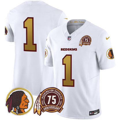 Washington Redskins 75th Patch Throwback Vapor Limited Jersey V2 - All Stitched