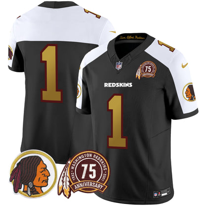 Washington Redskins 75th Patch Throwback Vapor Limited Jersey V2 - All Stitched