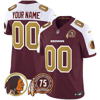 Washington Redskins 75th Patch Throwback Vapor Limited Custom Jersey V2 - All Stitched