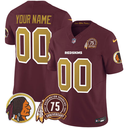 Washington Redskins 75th Patch Throwback Vapor Limited Custom Jersey V2 - All Stitched