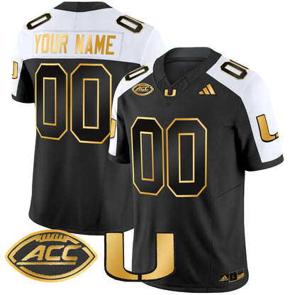 Miami Hurricanes 2024 Gold Vapor Limited Custom Jersey - All Stitched