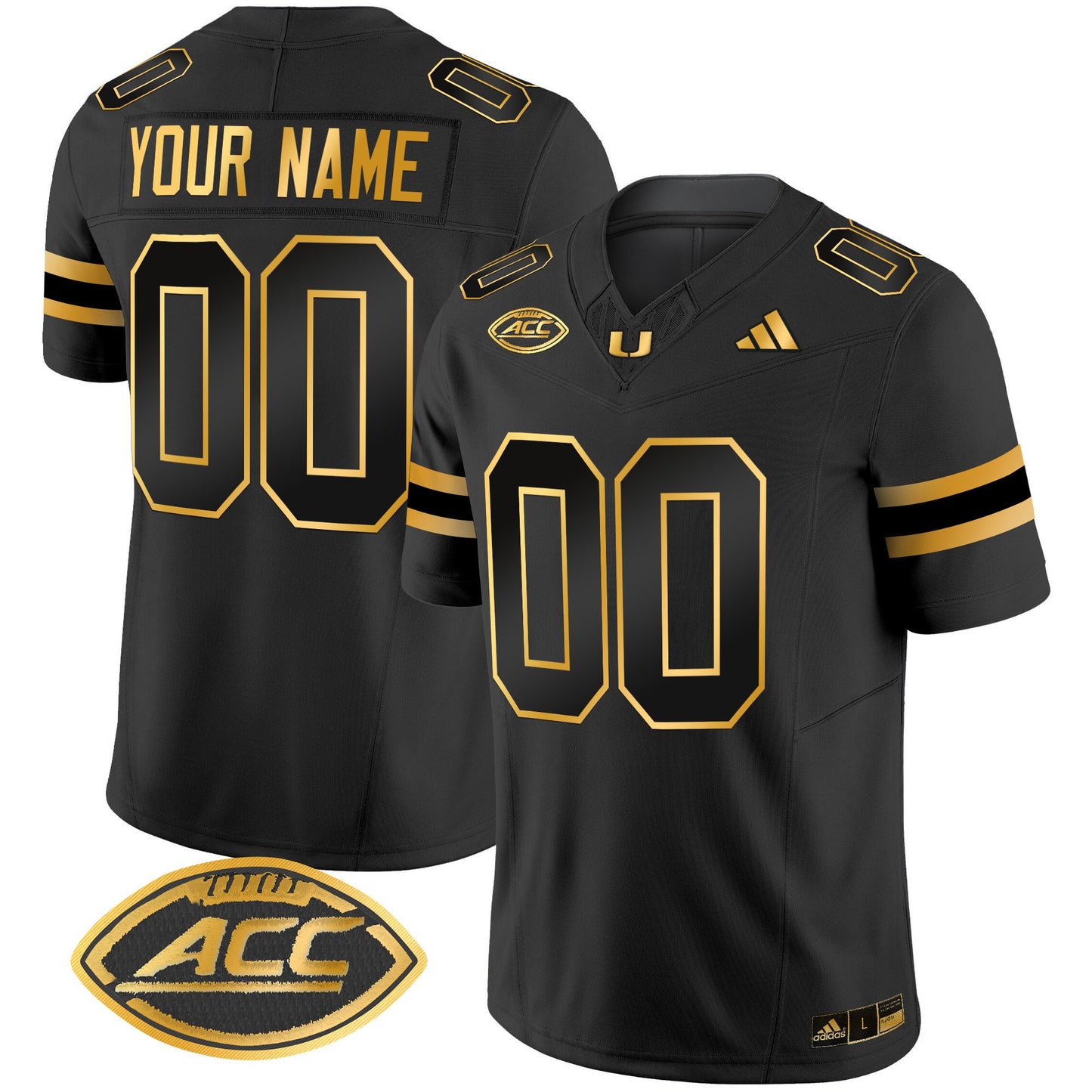 Miami Hurricanes 2024 Gold Vapor Limited Custom Jersey - All Stitched