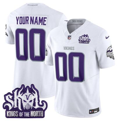 Minnesota Vikings King Of The North Patch Throwback Vapor Limited Custom Jersey - All Stitched