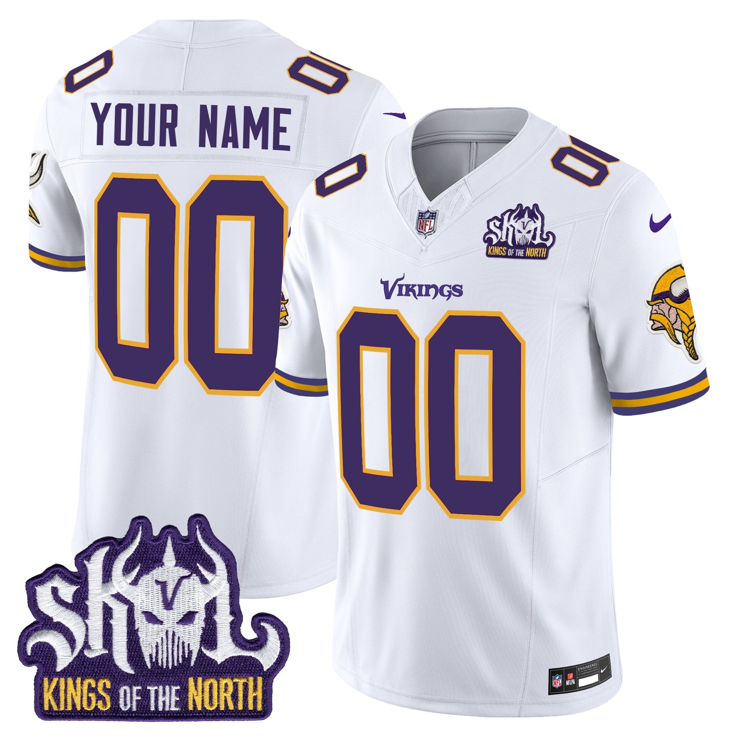 Minnesota Vikings King Of The North Patch Throwback Vapor Limited Custom Jersey - All Stitched