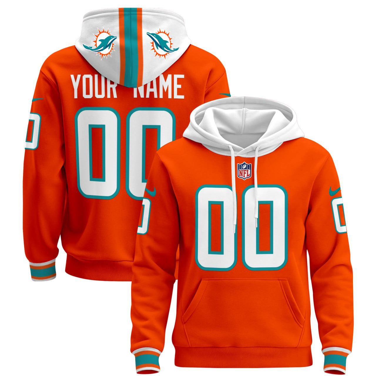 Miami Dolphins Custom Orange Hoodie - Stitched