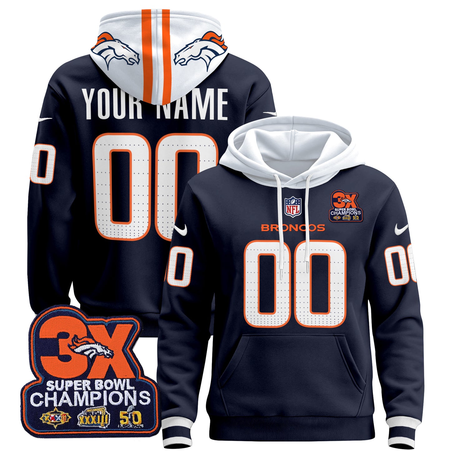 Denver Broncos 2024 Custom Pullover Hoodie