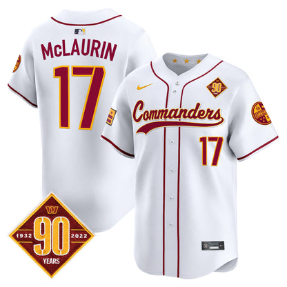 Washington Commanders 90th Anniversary Patch Vapor Premier Limited Jersey - All Stitched