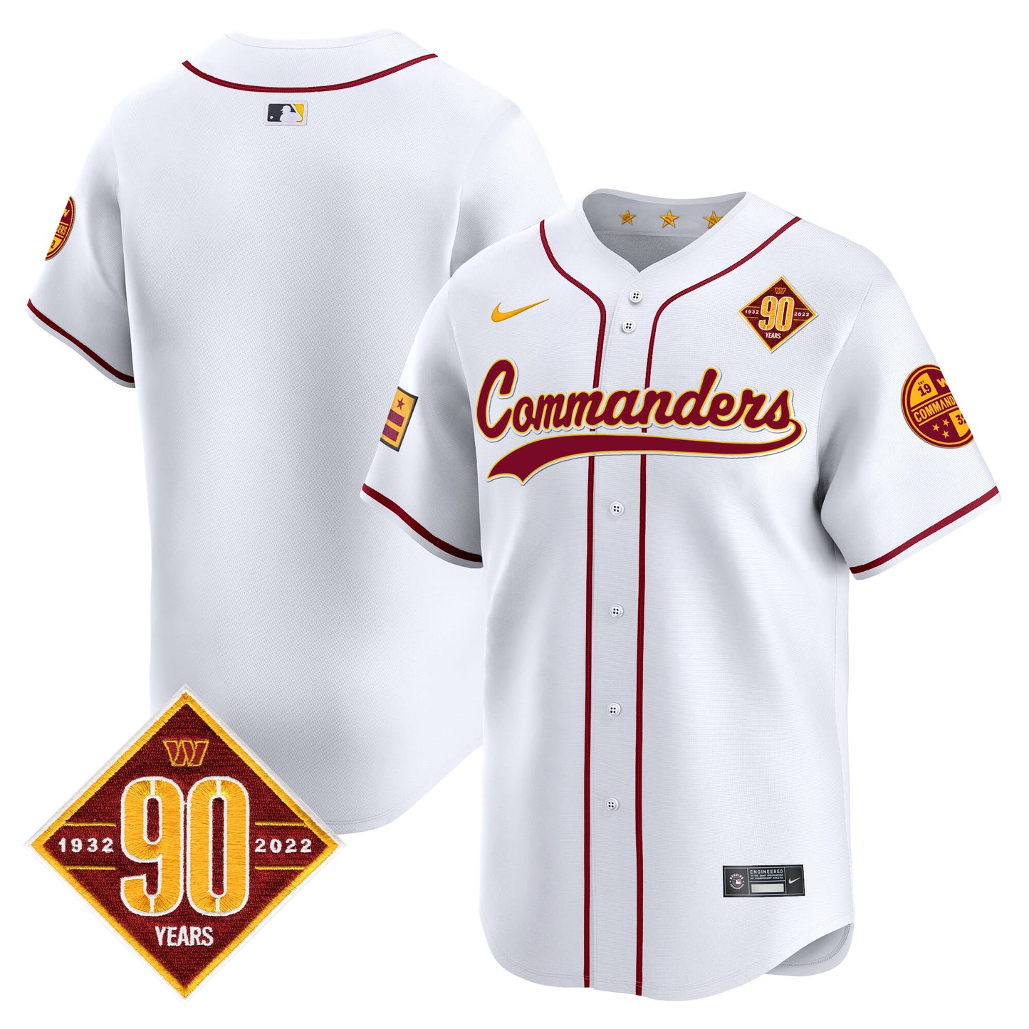 Washington Commanders 90th Anniversary Patch Vapor Premier Limited Jersey - All Stitched