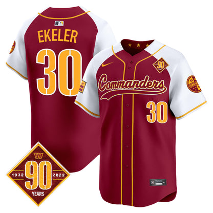 Washington Commanders 90th Anniversary Patch Vapor Premier Limited Jersey - All Stitched