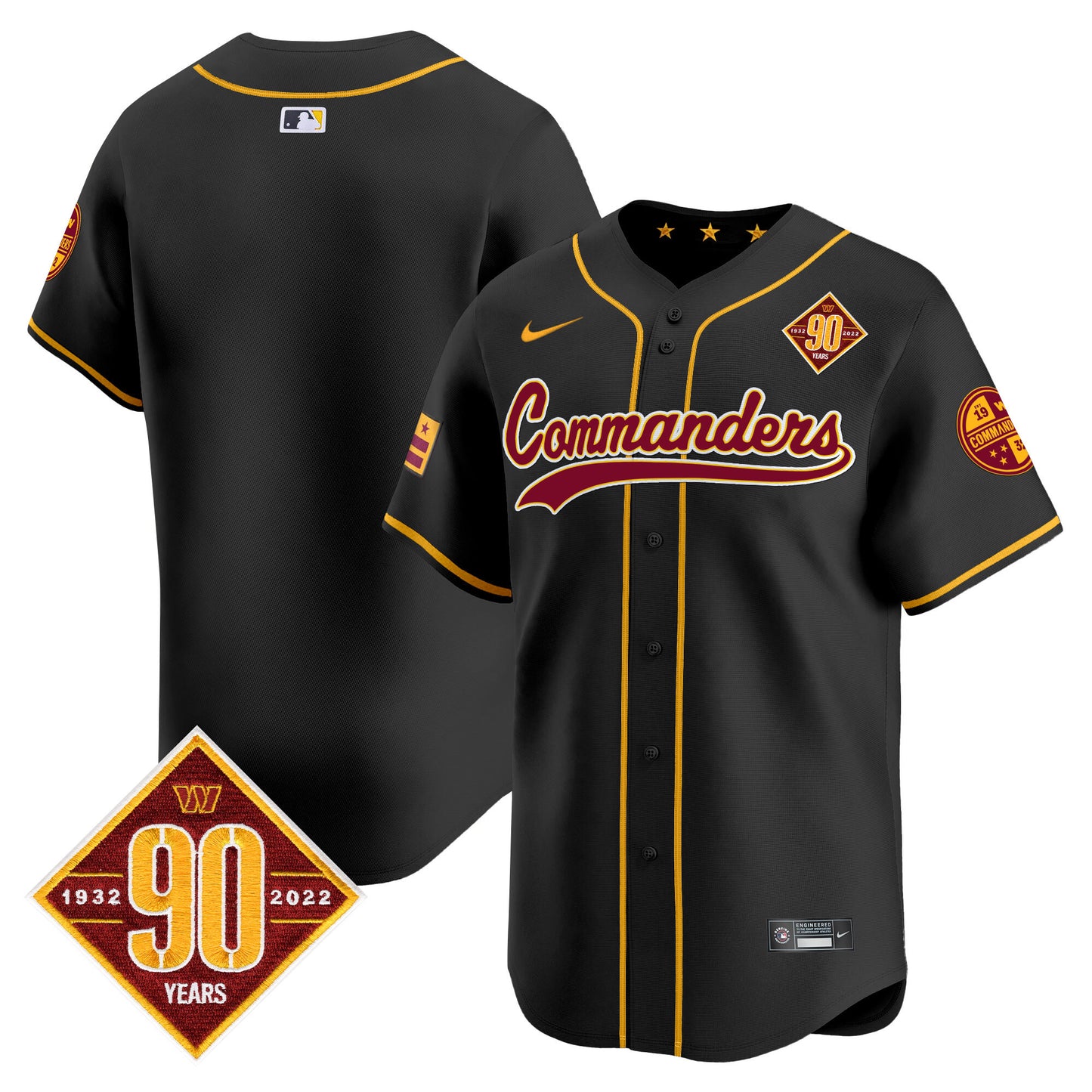 Washington Commanders 90th Anniversary Patch Vapor Premier Limited Jersey - All Stitched