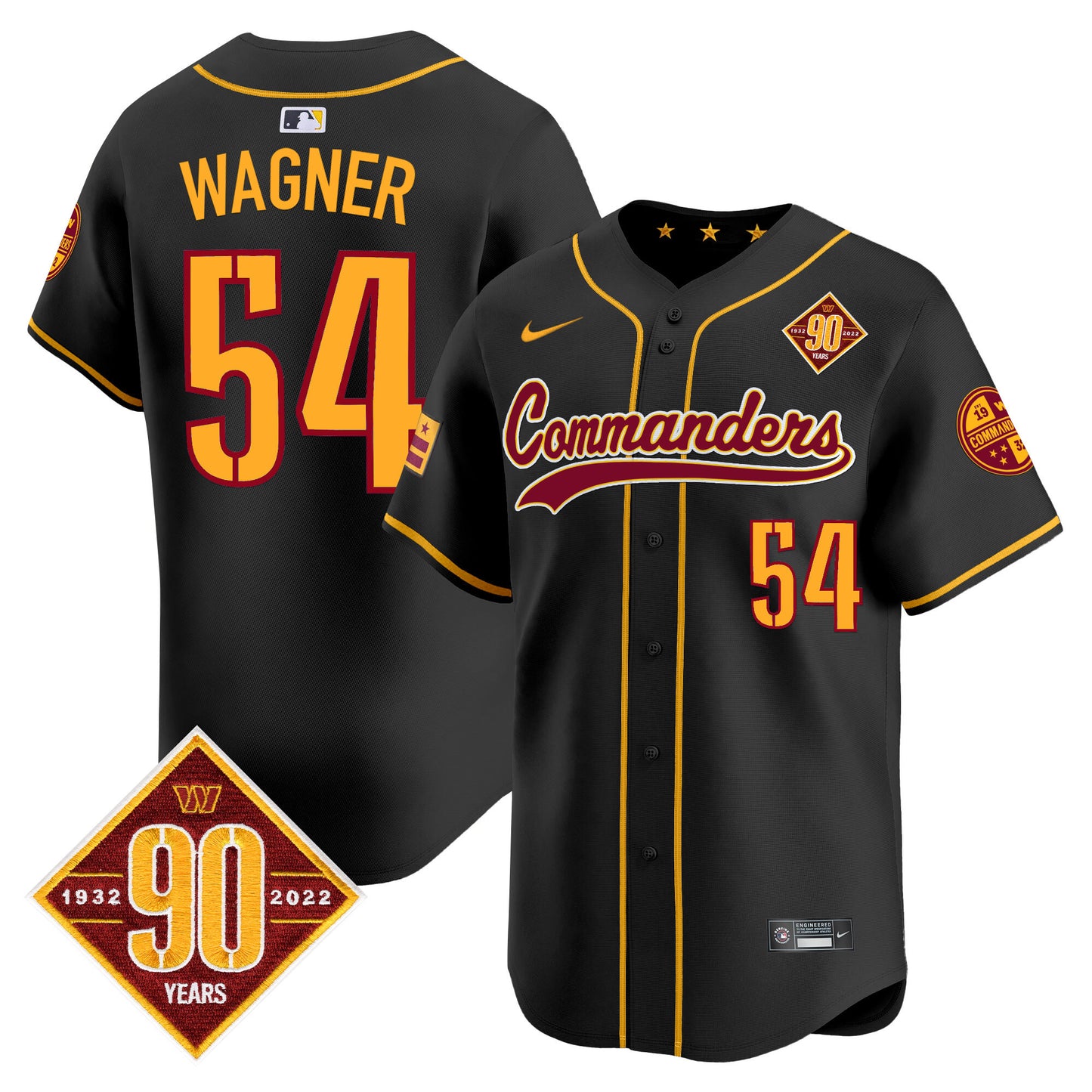 Washington Commanders 90th Anniversary Patch Vapor Premier Limited Jersey - All Stitched