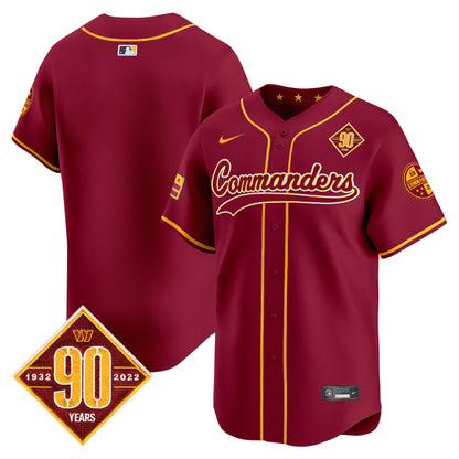 Washington Commanders 90th Anniversary Patch Vapor Premier Limited Jersey - All Stitched