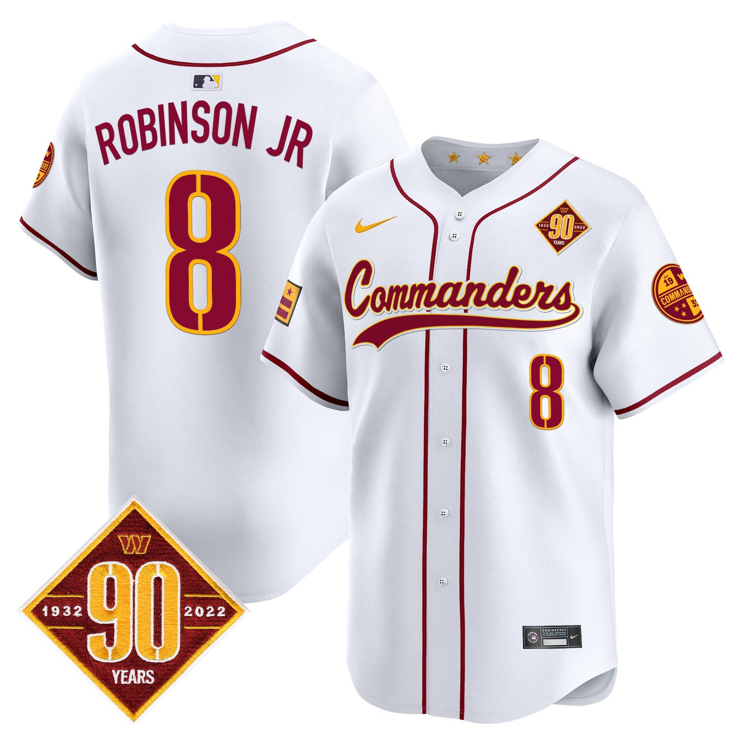 Washington Commanders 90th Anniversary Patch Vapor Premier Limited Jersey - All Stitched