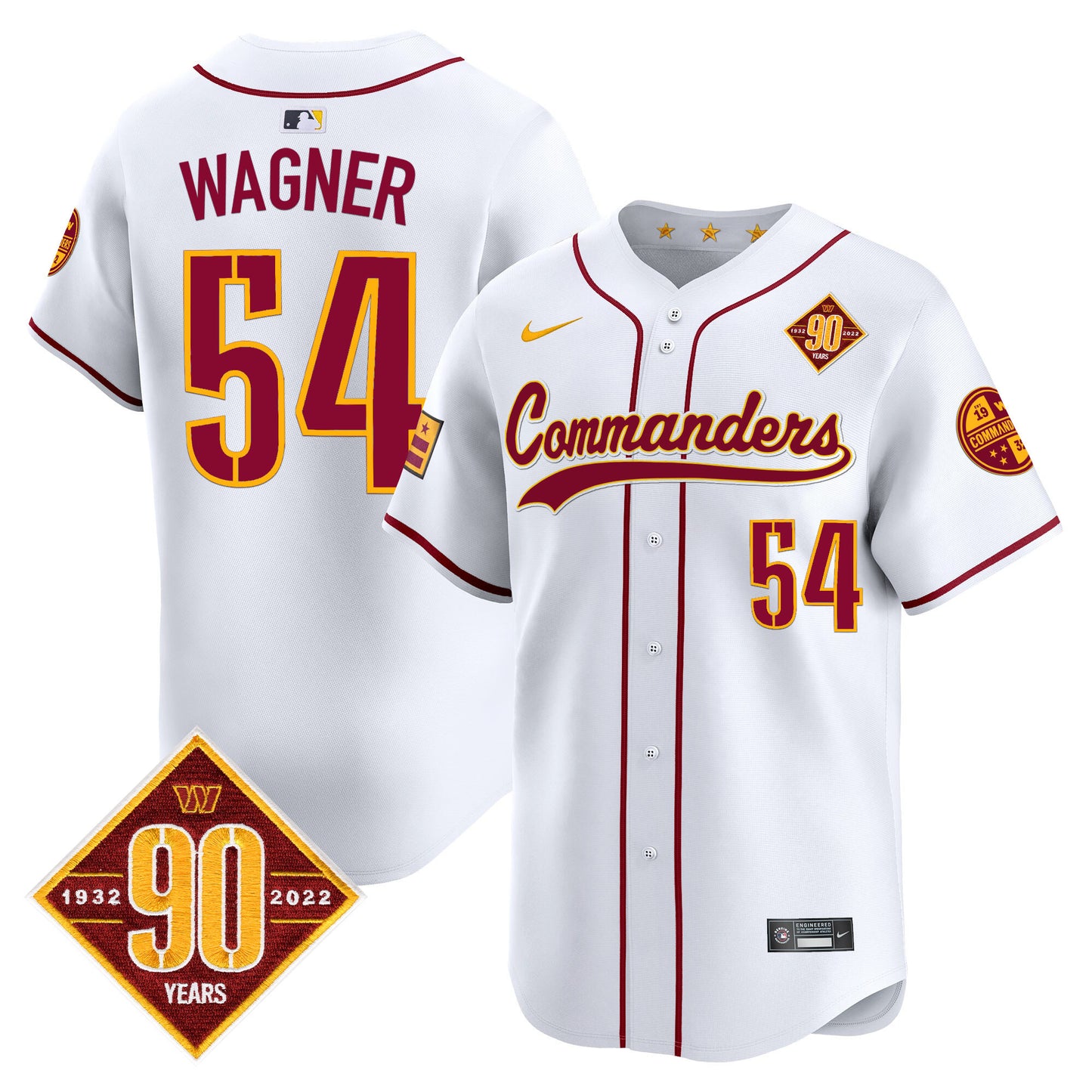 Washington Commanders 90th Anniversary Patch Vapor Premier Limited Jersey - All Stitched