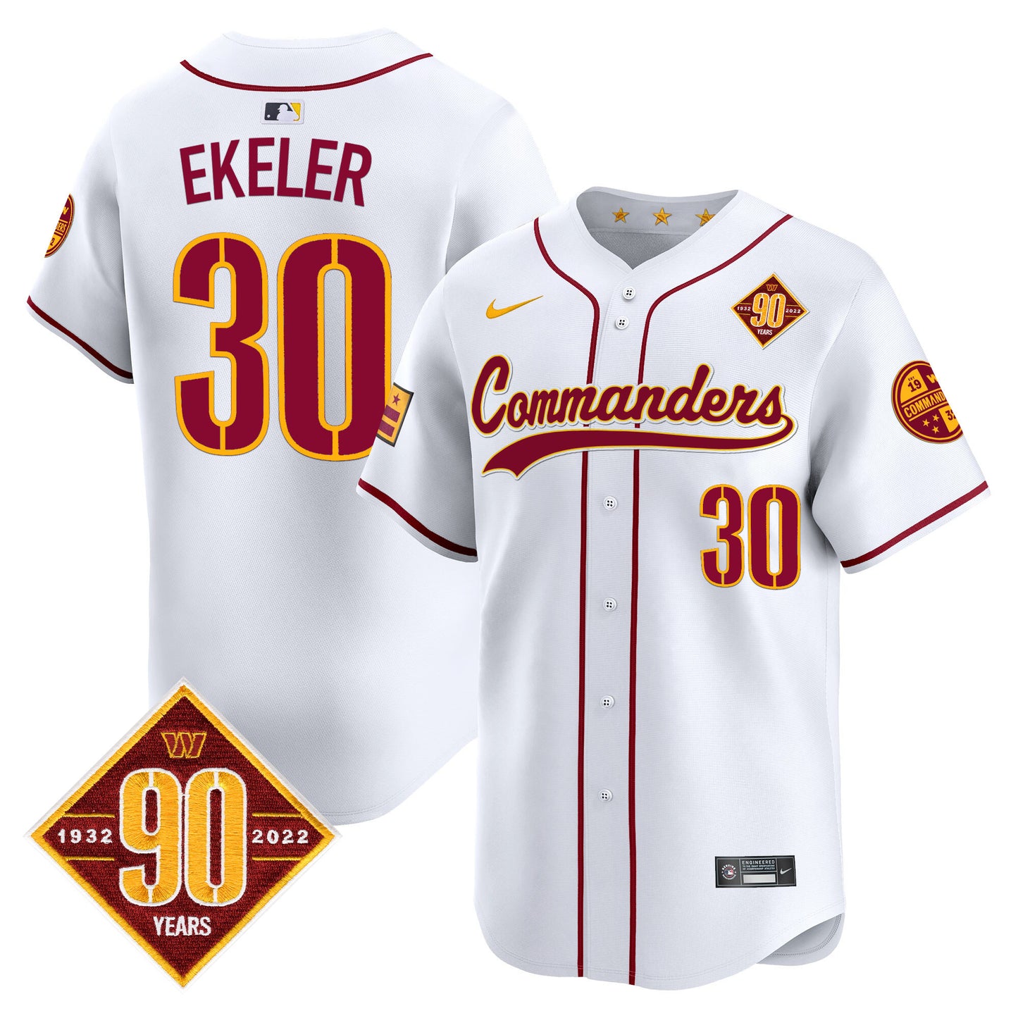 Washington Commanders 90th Anniversary Patch Vapor Premier Limited Jersey - All Stitched