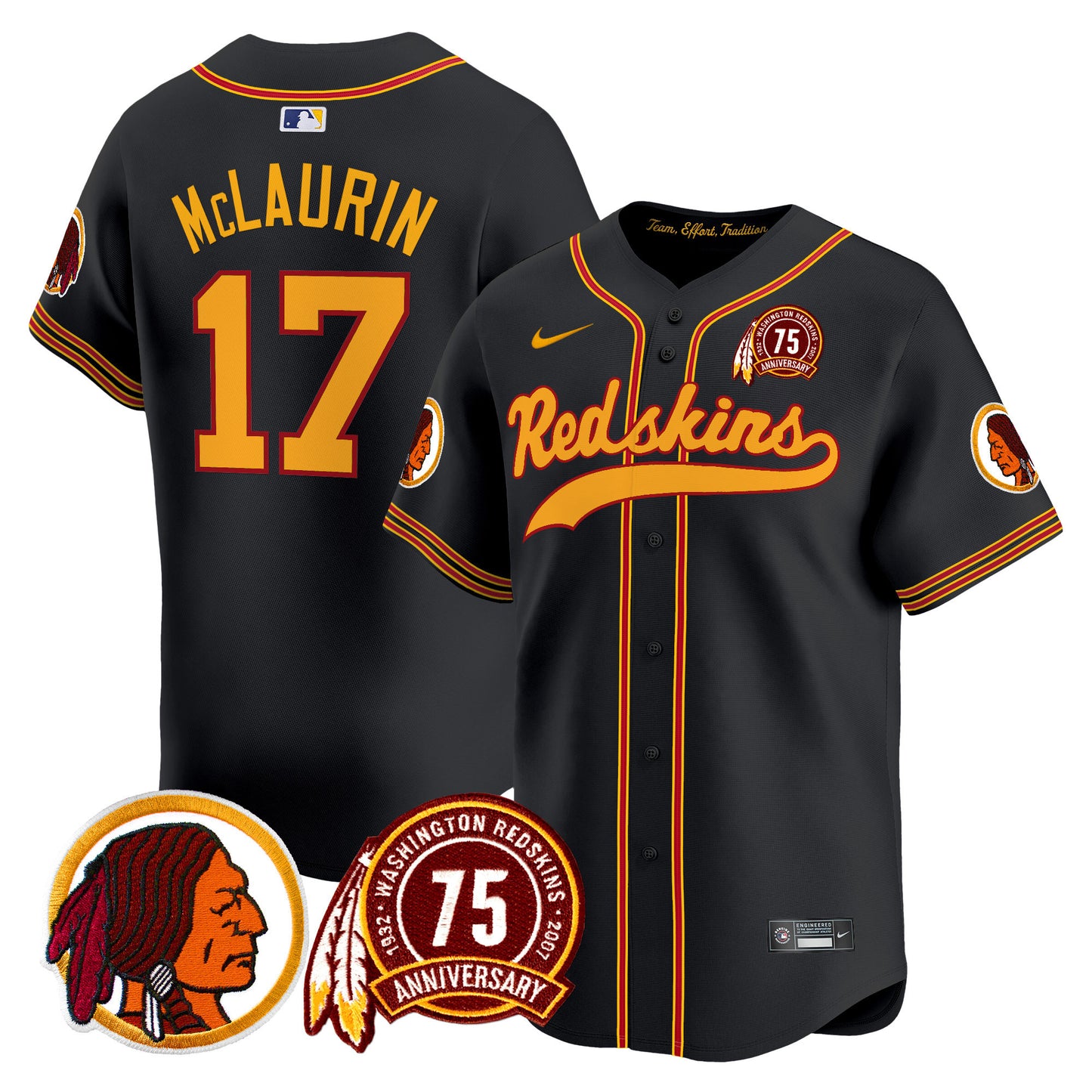 Washington Redskins 75th Patch Throwback Vapor Premier Limited Jersey - All Stitched