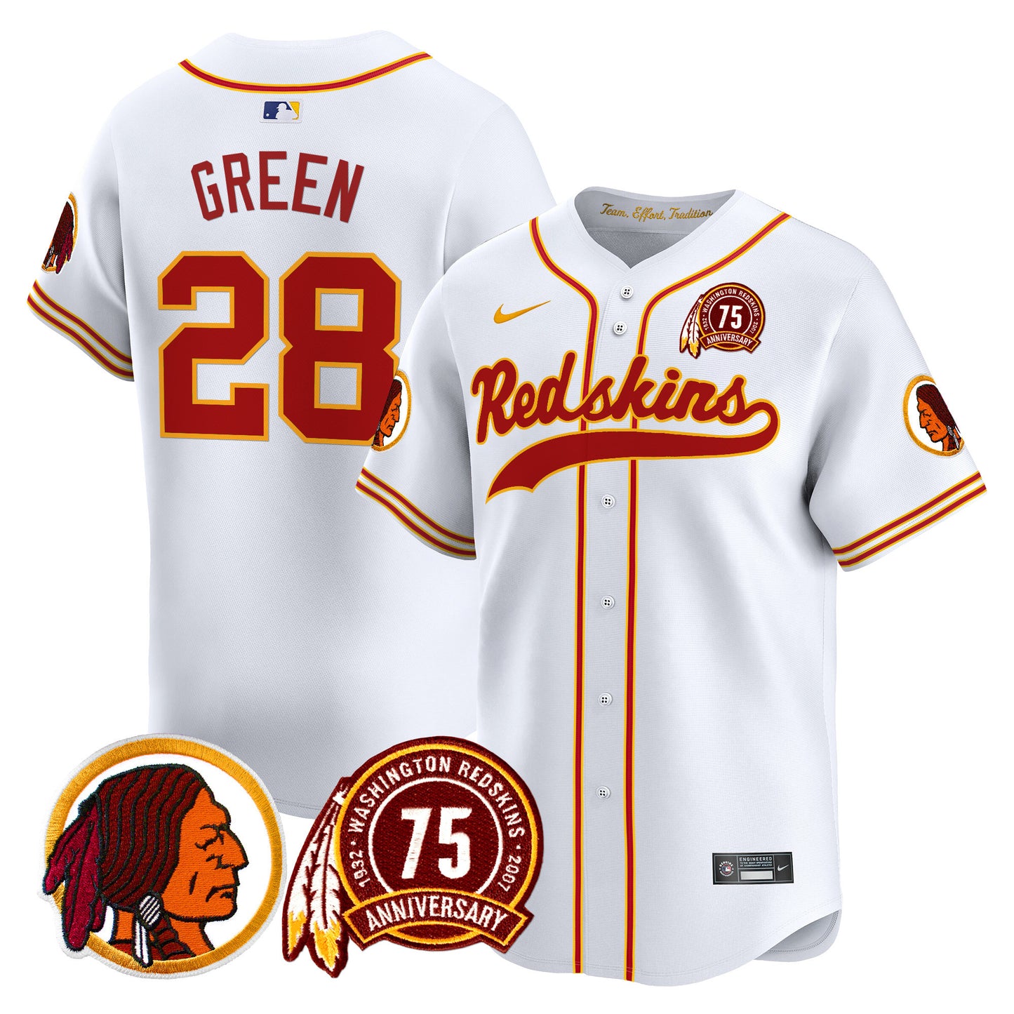 Washington Redskins 75th Patch Throwback Vapor Premier Limited Jersey - All Stitched