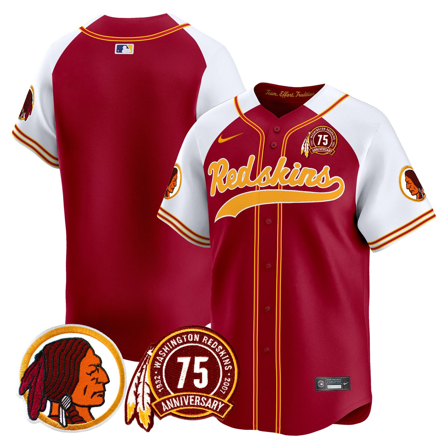 Washington Redskins 75th Patch Throwback Vapor Premier Limited Jersey - All Stitched