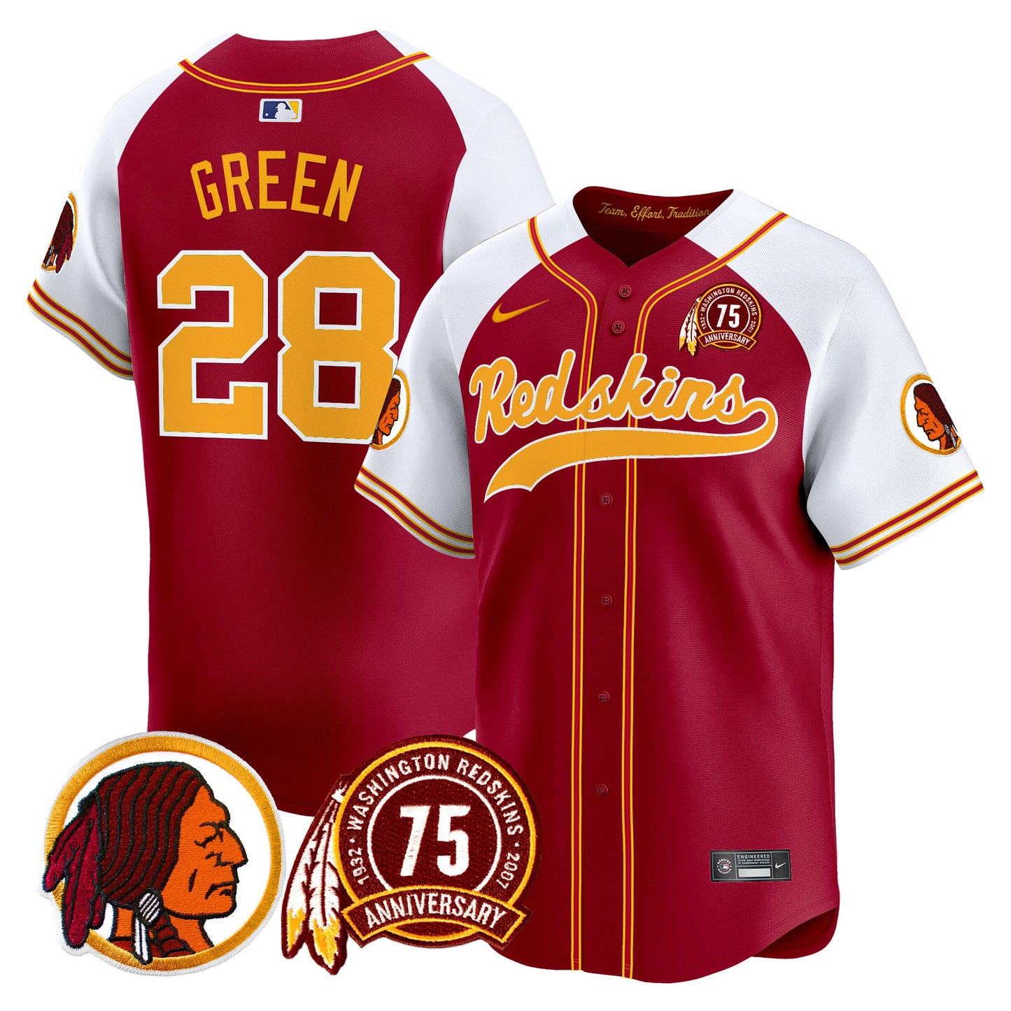 Washington Redskins 75th Patch Throwback Vapor Premier Limited Jersey - All Stitched