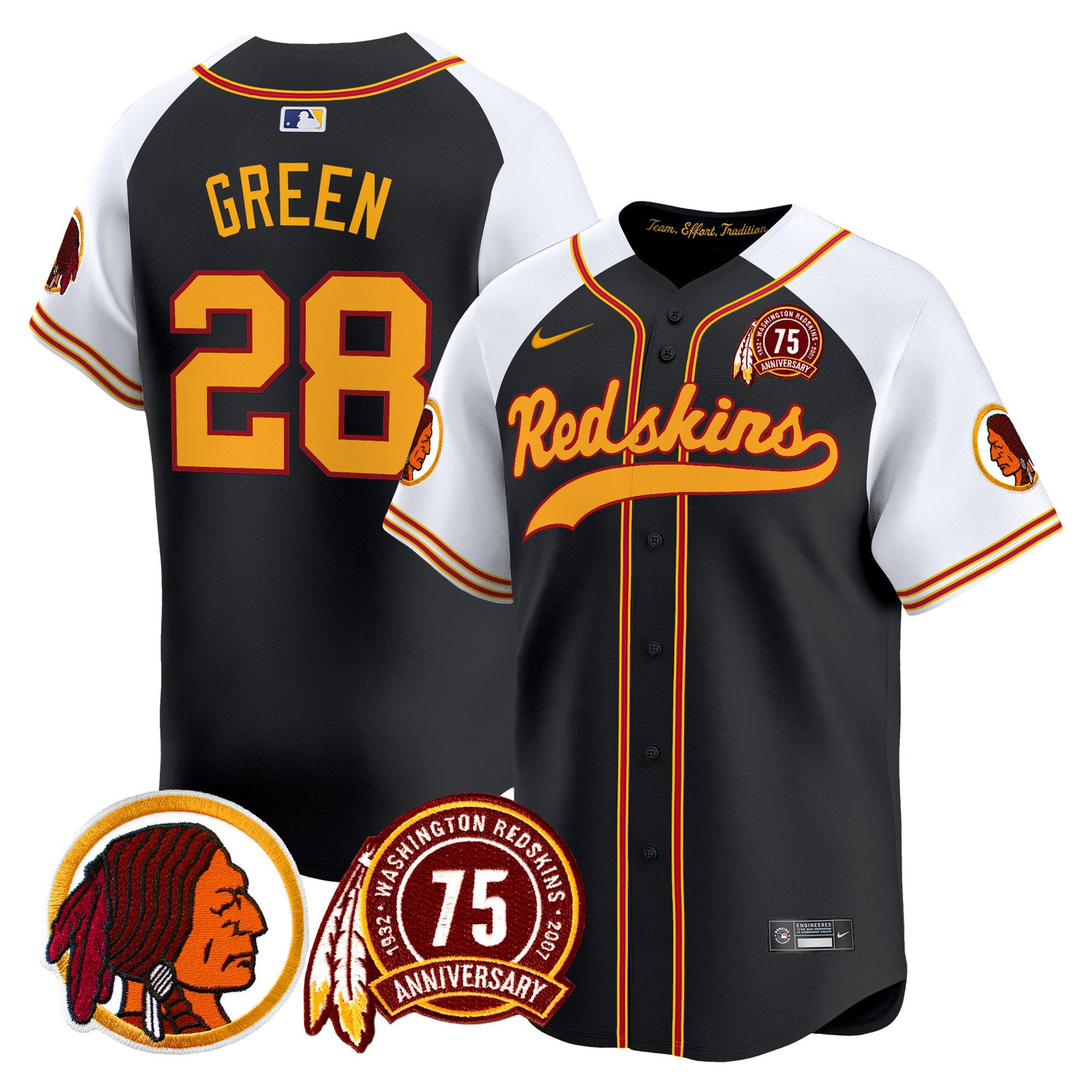 Washington Redskins 75th Patch Throwback Vapor Premier Limited Jersey - All Stitched