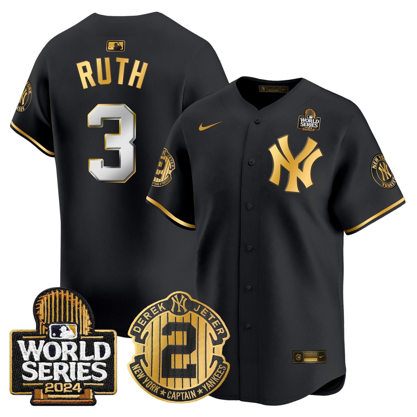 Yankees Derek Jeter Patch 2024 World Series Vapor Premier Limited Jersey - All Stitched