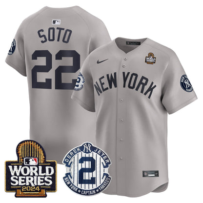 Yankees Derek Jeter Patch 2024 World Series Vapor Premier Limited Jersey - All Stitched