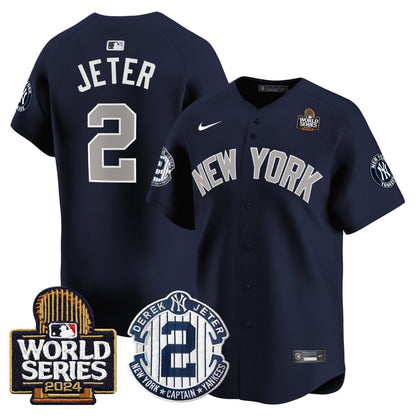 Yankees Derek Jeter Patch 2024 World Series Vapor Premier Limited Jersey - All Stitched