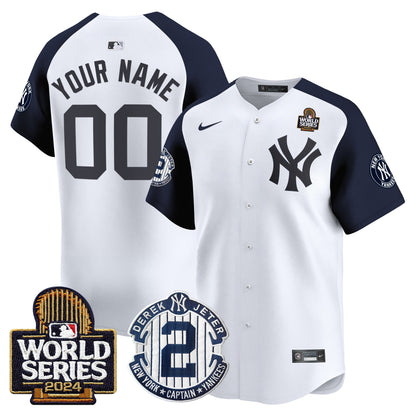 Yankees Derek Jeter Patch 2024 World Series Vapor Premier Limited Custom Jersey - All Stitched