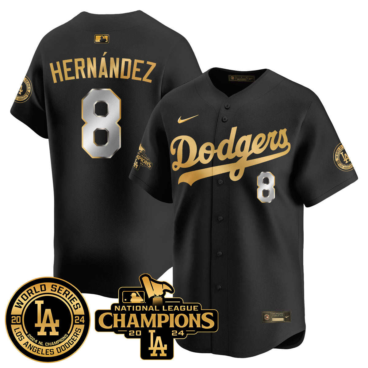 Los Angeles Dodgers World Series NL Champions Jersey - All Stitched