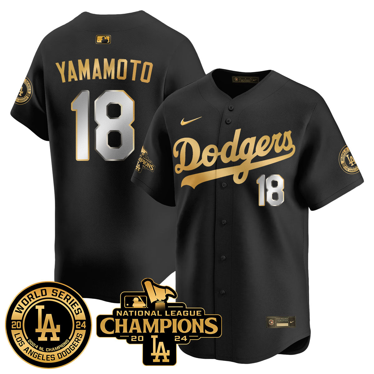 Los Angeles Dodgers World Series NL Champions Jersey - All Stitched