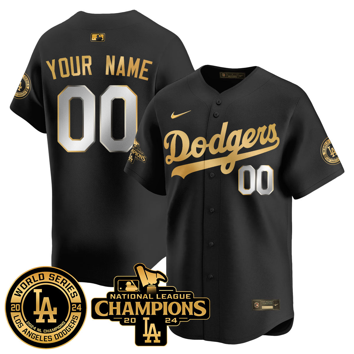 Los Angeles Dodgers World Series NL Champions Custom Jersey - All Stitched