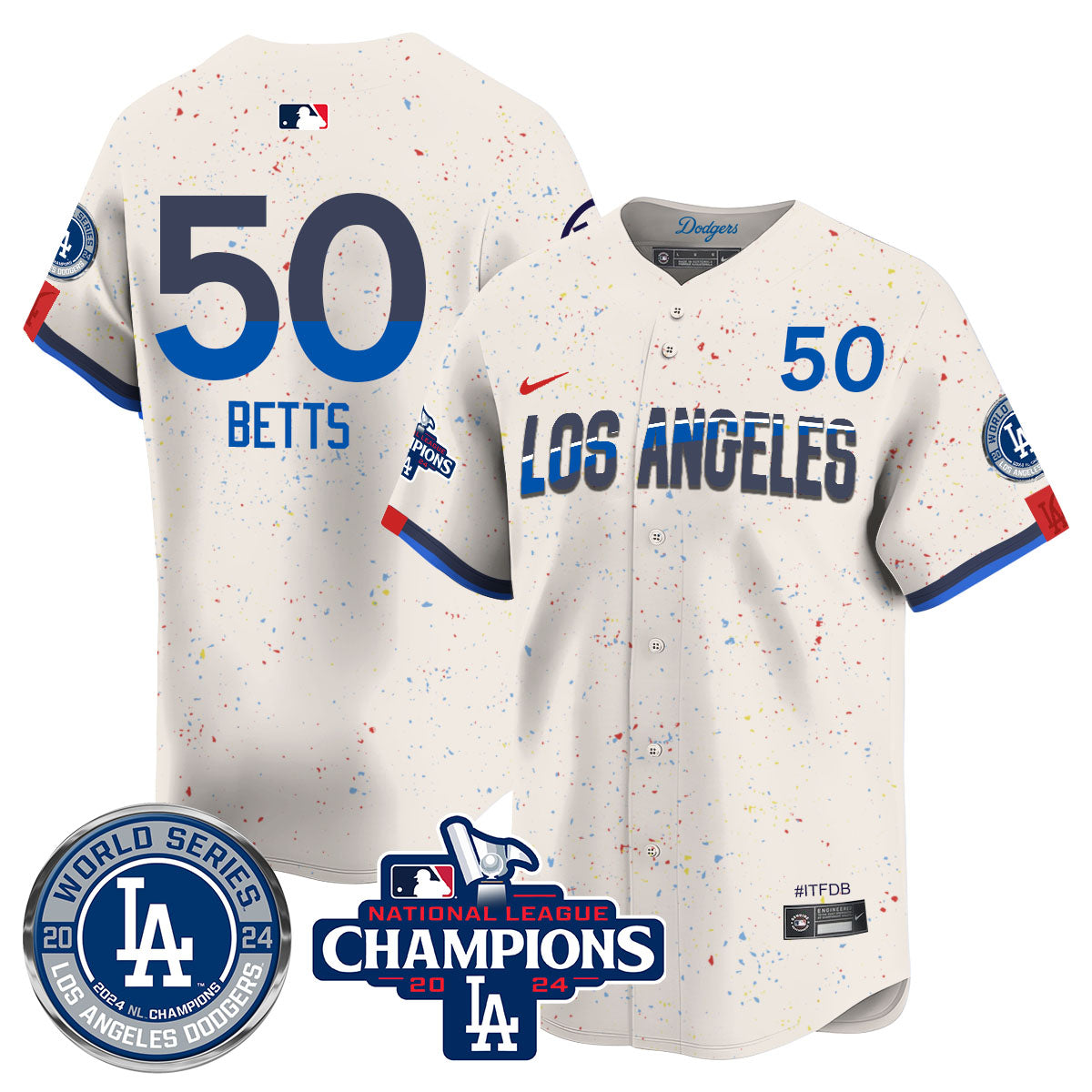 Los Angeles Dodgers World Series NL Champions Jersey - All Stitched