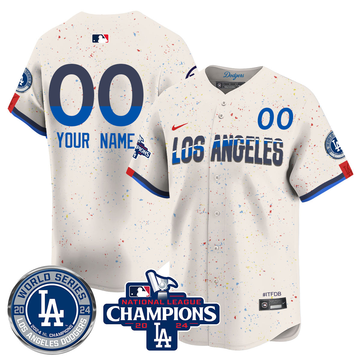 Los Angeles Dodgers World Series NL Champions Custom Jersey - All Stitched