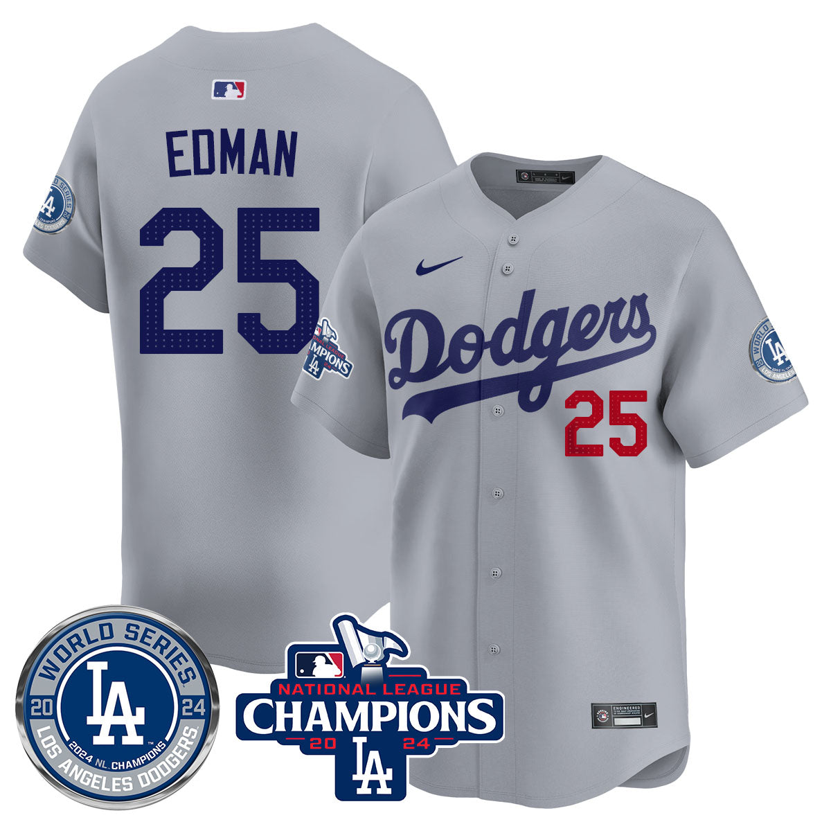 Los Angeles Dodgers World Series NL Champions Jersey - All Stitched