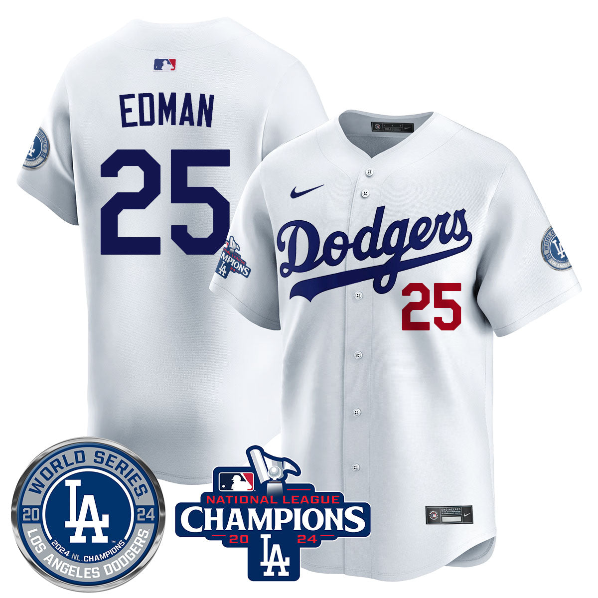 Los Angeles Dodgers World Series NL Champions Jersey - All Stitched