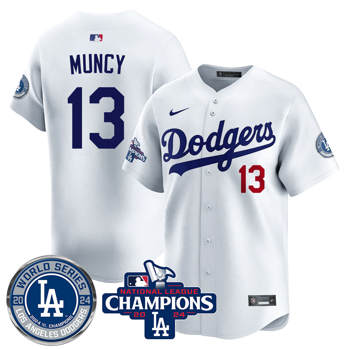 Los Angeles Dodgers World Series NL Champions Jersey - All Stitched