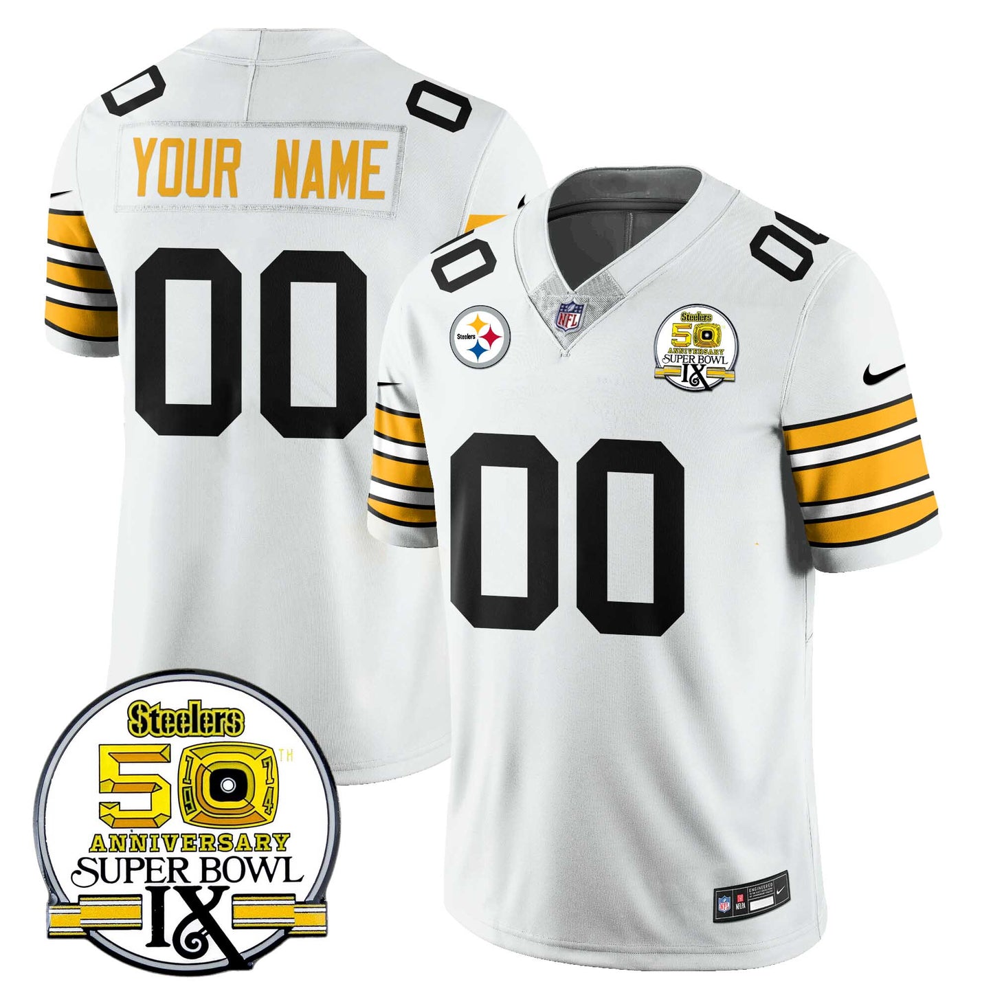 Custom Pittsburgh Steelers Super Bowl IX Throwback Uniform - All Stitched