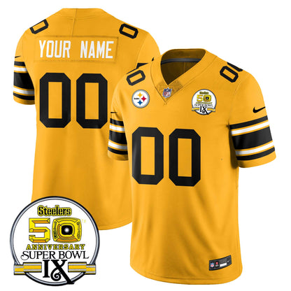 Custom Pittsburgh Steelers Super Bowl IX Throwback Uniform - All Stitched