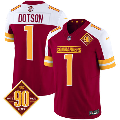 Washington Commanders 90th Anniversary Patch Vapor Jersey V2 - All Stitched