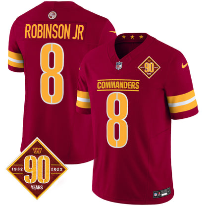 Washington Commanders 90th Anniversary Patch Vapor Jersey V2 - All Stitched